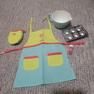 American Girl Doll Baking Accessories, Apron, Oven Mitt
